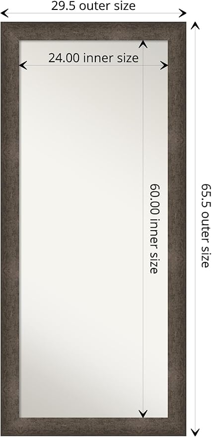 Amanti Art Bronze Full Length Mirror, 65x29 Dappled Light Bronze Tall Free Standing Body Wall Mirror Full Length for Dressing, Modern Wood Frame, Lean on Floor or Hang, Wall Decor