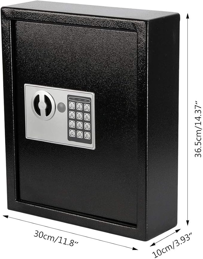 KYODOLED Electronic 40 Keys Cabinet Wall Mount, Digital Key Safe Lock Box, Large Security Lockbox for House Key, Heavy Duty Combination Lock Storage, 14.37'' X 11.8'' X3.93'' (Black,40 Keys)
