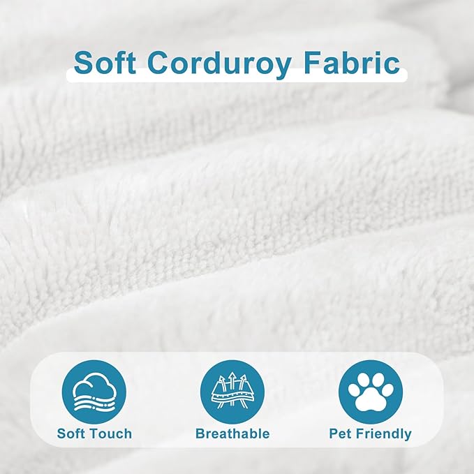 Saiveina 71" Corduroy Loveseat Sofa, Deep Seat Comfy Couch with Backrest and Armrests, No Assembly Required Sofa Couch for Living Room Bedroom Apartment, White