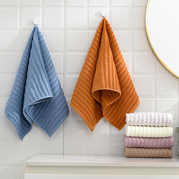 sense gnosis Beige Waffle Hand Towel Set of 2 Super Soft 100% Cotton Striped Highly Absorbent Decorative Hand Towels for Bathroom 13 X 29Inch