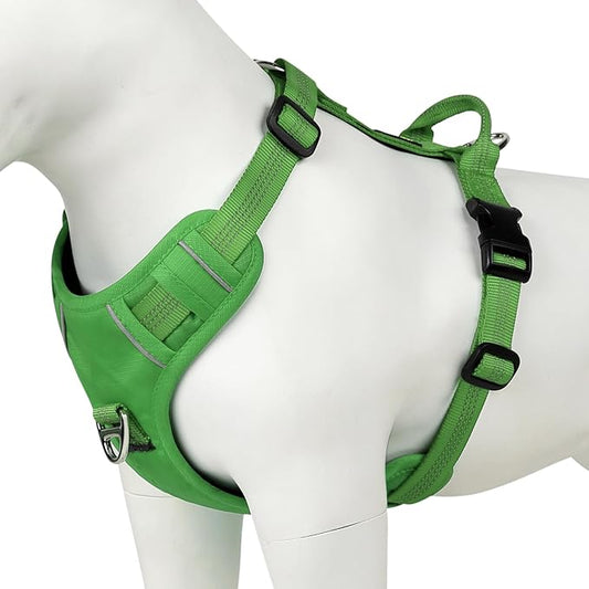 Plutus Pet No Pull Dog Harness, Reflective Adjustable Dog Vest Harness with Handle, Escape Proof, Soft Padded for Small Medium Large Dogs (Green, M)