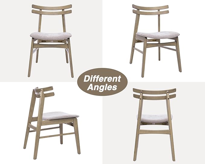 VESCASA 5-Piece Dining Set, 59" L Smokey Taupe Rectangle Wood Dining Table with 4 Curved Back Light Brown Chenille Grey Wood Dining Chairs for Dining Room, Kitchen, Restaurant, Dining Set for 4