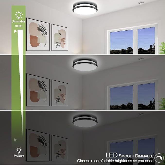 13 Inch LED Ceiling Light Fixture: 40W Flush Mount Ceiling Light 4000 Lumens Dimmable, 3000K/4000K/5000K Modern Ceiling Lamp for Bedroom Kitchen Bathroom Hallway Closet Laundry