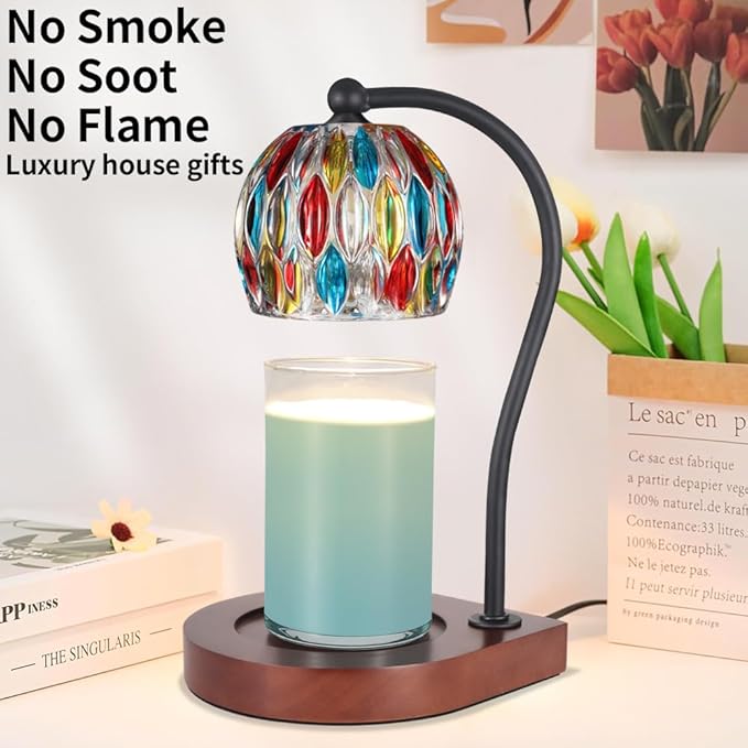 Candle Warmer Lamp with Timer, Birthday Gifts for Women Electric Candle Lamp Warmer for Jar Candles with 2Bulbs, Candle Warmer for Home Decor Mom Christmas (05-Seven Colors)