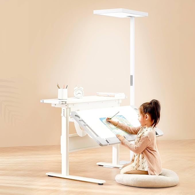 Eyelumia LED Floor Lamp - Eye Caring Standing Light with 10800LM Dimmable Dual Light Source, 120W, 4000K Natural Daylight Reading Lamp for Living Room Bedroom Home Office