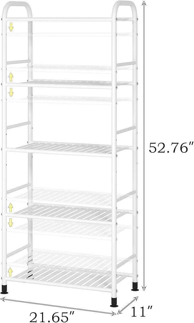 JSB 5-Tier Adjustable Shelving Unit, Heavy Duty Storage Rack Organizer Metal Corner Shelf for Kitchen Living Room Laundry Pantry Bathroom (White, 5 Tier)