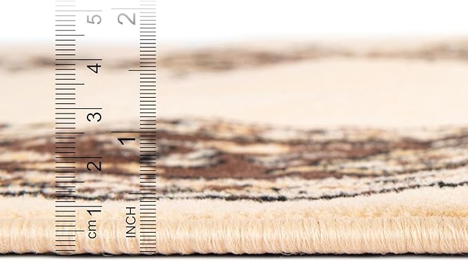 Unique Loom Reza Collection Traditional Persian Style Area Rug, Rectangular 7' 1" x 10' 0", Ivory/Brown