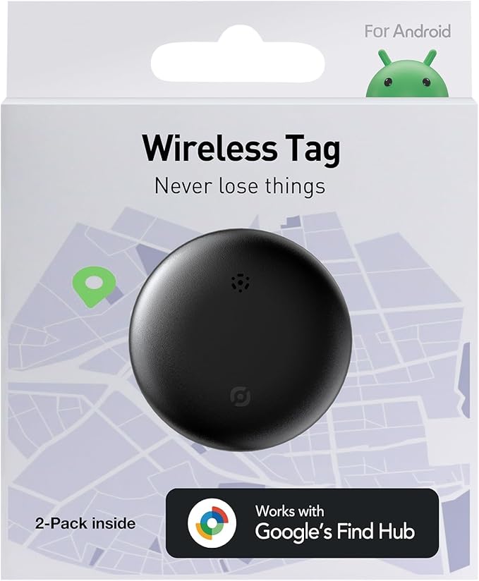 Android Air Tracker 2 Pack: Smart Tracker(2025), Works with Google's Find Hub/Find My Device (Android Only) App, Tracker Tag Locator for Keys, Luggage, Satchel, Backpack etc