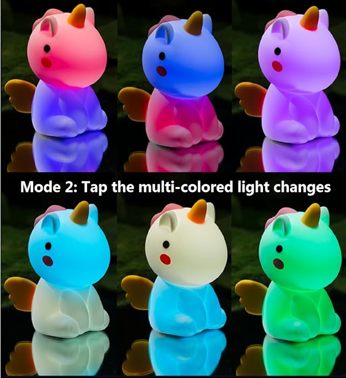 Unicorn Night Light for Adults Kids,Rechargeable Light Table Lamp Bedside Lamp with 7 Colors,LED Dimmable Animal Silicone Sleep Night Lamp Cute Room Decor Night Light for Girls Boys