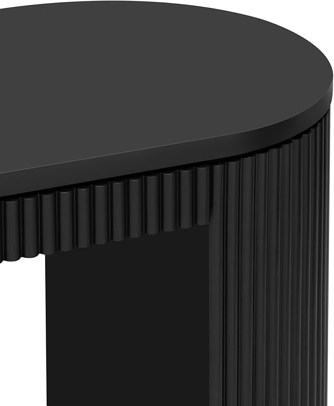 58.2-Inch Console Table with Dual Drawers, Pine Veneer, Natural Wood Grain, Striped Design, Arched Legs, Adjustable Feet for Living Room, Hallway, Foyer