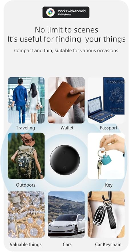 Android Mini Tracker Smart Tags localizador Locator Works with Google Find My Device (Android Only), for Wallet Car Luggage Vehicle Motorcycle Tracking Device Worldwide,Waterproof Not GPS Tracker