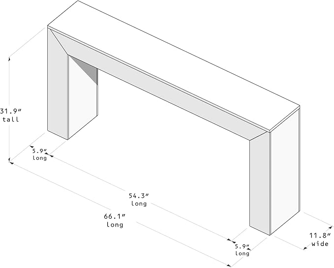 Plank+Beam Grand Console Table, 66 Inch Modern Solid Wood Sofa Table, Narrow Entryway Table for Hallway, Behind The Couch, Living Room, Foyer, Walnut Wirebrush
