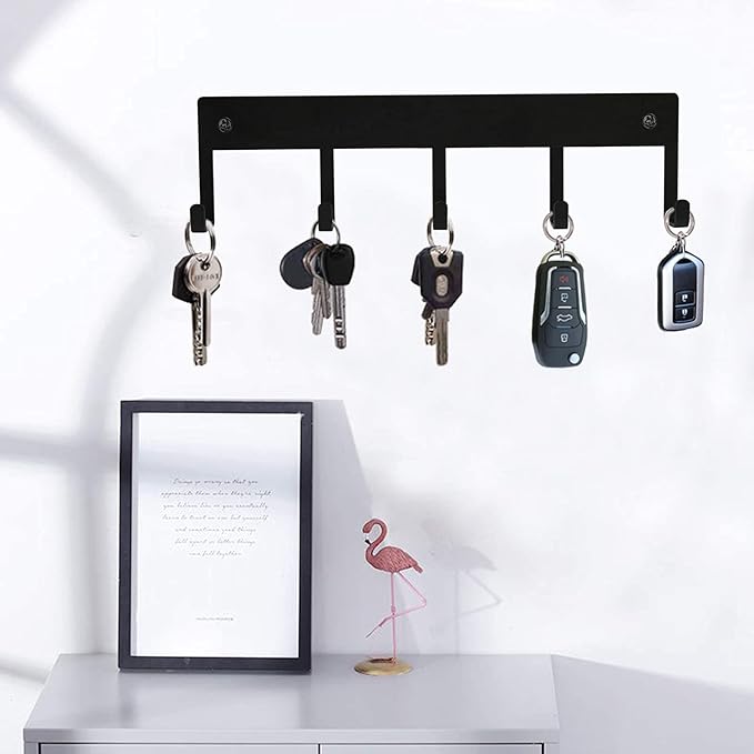 Myartte Key Holder Key Hooks Wall Decorative Zinc Alloy Key Organizer Rack with Screws and Sticker for Entryway, Kitchen, Bedroom, Organize Car Keys, House Keys, Small Accessories and Jewelry
