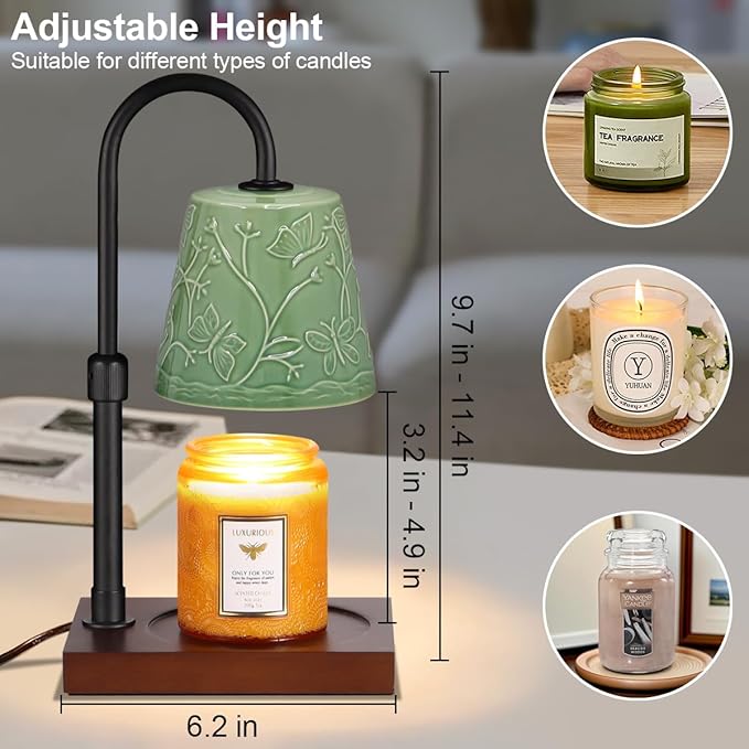 Ceramic Candle Warmer Lamp Dimmable, Electric Scented Wax Melt Warmer, Candle Warmer Melter for Jar Candles Mothers Day Birthday Gifts for Women Mom Grandma, Home Offices Decor Light(Two Butterfly)