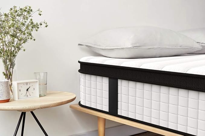 Inofia Twin Mattress, 10 Inch Hybrid Innerspring Single Mattress Cool Twin Bed Supportive & Pressure Relief, Breathable Soft Knitted Fabric Cover, Medium Firmness