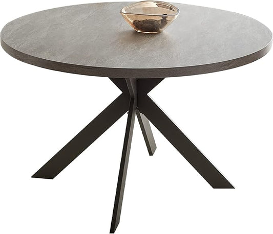 45.3" Round Dining Table Set, Mid Century Modern Round Dining Table for 4-6 Person, Steel Legs, Leisure Coffee Table for Kitchen Dining Room, Save Space