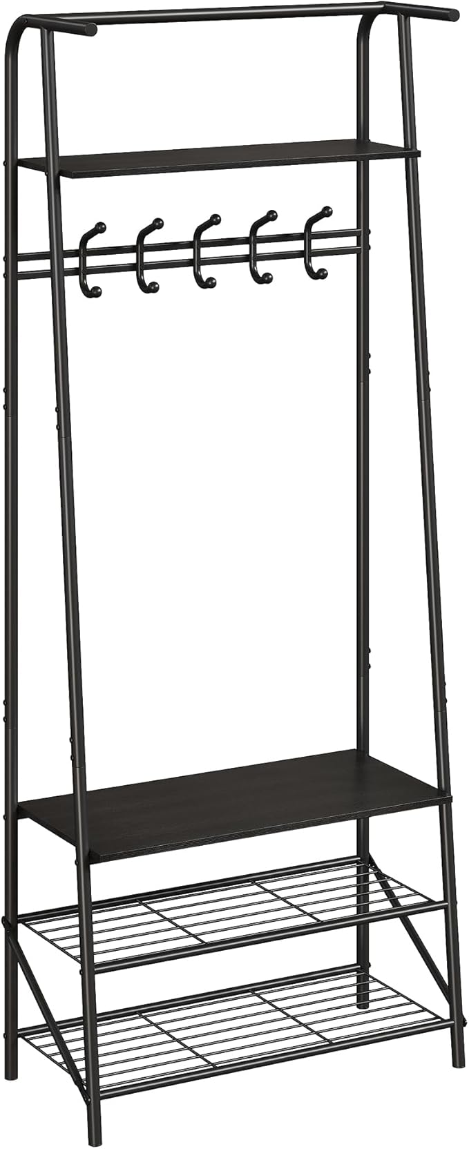 MDF Hall Tree with Bench, 4-in-1 Entryway Coat Rack with Storage Shelf & Shoe Organizer, Sturdy Freestanding Furniture for Living Room, Bedroom, Mudroom