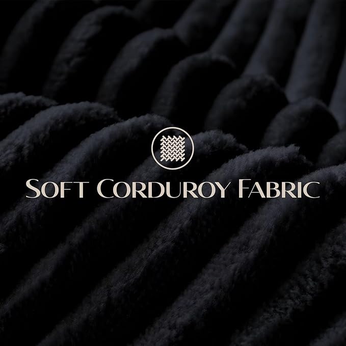 Sectional Couches for Living Room, L Shaped Couch with Storage Ottoman, Small Sofa Corduroy Couch with Side Pockets, Modern 3 Seater Convertible Sofa for Apartment, Office, Black