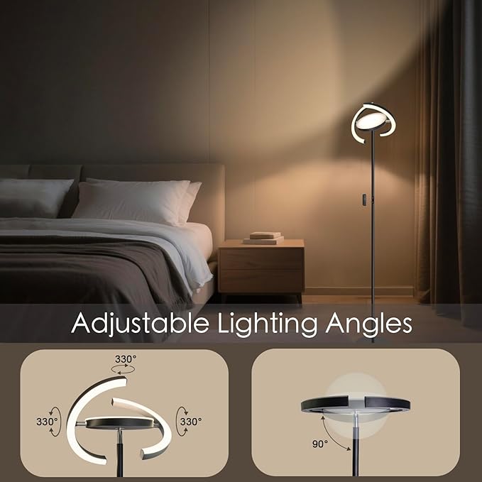 Floor Lamps for Living Room, Stepless Dimmable & Dimmable LED Floor Lamp,Modern Rotatable Reading Standing Lamp with Remote &Touch Control Tall Lamp for Bedroom Office