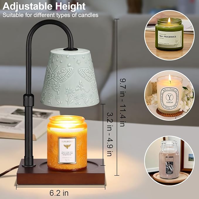 Ceramic Candle Warmer Lamp Dimmable, Electric Wax Melt Warmers for Scented Candles Compatible Candle Jar Mothers Day Birthday Gifts for Women Mom Grandma, Home Offices Decor Light(Big Butterfly)