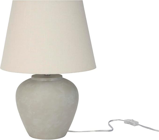 Nourison Home 20" Sand (Light Beige) Ceramic Pot Table Lamp for Bedroom, Living Room, Console, Entryway