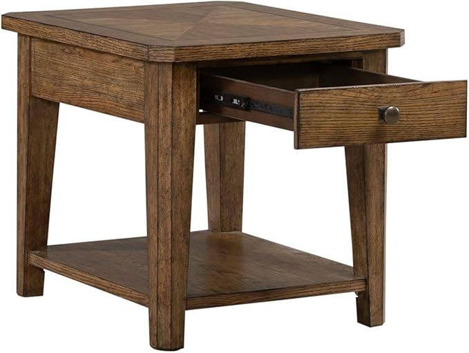 Liberty Furniture Carolina Park End Table for Living Room - Amber Brown Oak