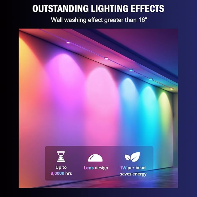 wowlite Permanent Outdoor Lights 50FT, RGBIC Smart Eave Lights with 36 LEDs, IP67 Waterproof, 110+ Scene Modes for House, Daily & Holiday Decorations, Christmas, Compatible with Alexa & Google