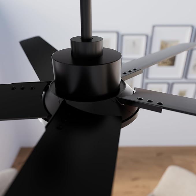 Ceiling Fans with Lights and Remote Control, 52 Inch Modern Ceiling Fan with 3CCT Dimmable LED, 6 Speeds, Quiet Reversible DC Motor, Timer, Black Ceiling Fan for Living Room, Kitchen, Outdoor Patio