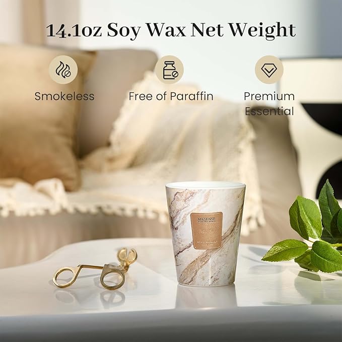 M&SENSE Noir Air Scented Soy Candle, 3 Wick Highly Scented 14.1 Oz 80H, Aromatherapy Christmas Gift for Women and Men
