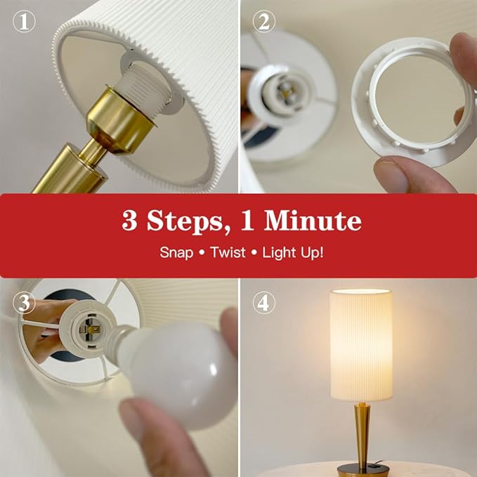 MODIVO Bedside Table Lamp with USB-C/A Charging & Touch Control, 17" Bronze Color-Finish Design & Dual-Layer Wave Shade - 3-Level Dimmable, Stable Base (E26 Bulb Included)