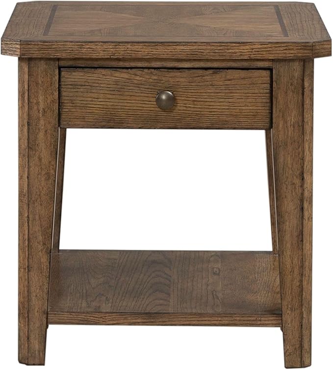 Liberty Furniture Carolina Park End Table for Living Room - Amber Brown Oak