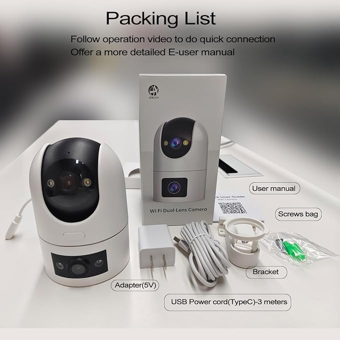 JOOAN Dual Lens Security Camera 2Kx2 5G 2.4G Dual WiFi 360°View,IP66 Waterproof Color Night 24/7 Recording,Auto Tracking Pet Cam Elder/Child Care Home Surveillance,Cloud/Card Storage