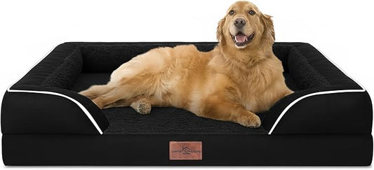 Comfort Expression Waterproof Orthopedic Foam Dog Beds for Extra Large Dogs Durable Dog Sofa The Pet Bed Washable Removable Cover with Zipper and Non-Slip Bottom Bolster
