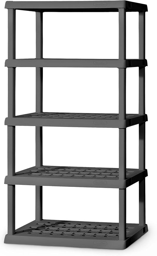 Sterilite 5 Shelf Unit, Heavy-Duty Shelving Storage Rack for Home and Garage, Gray - Multipurpose Plastic Organizer Shelves for Smart Organization
