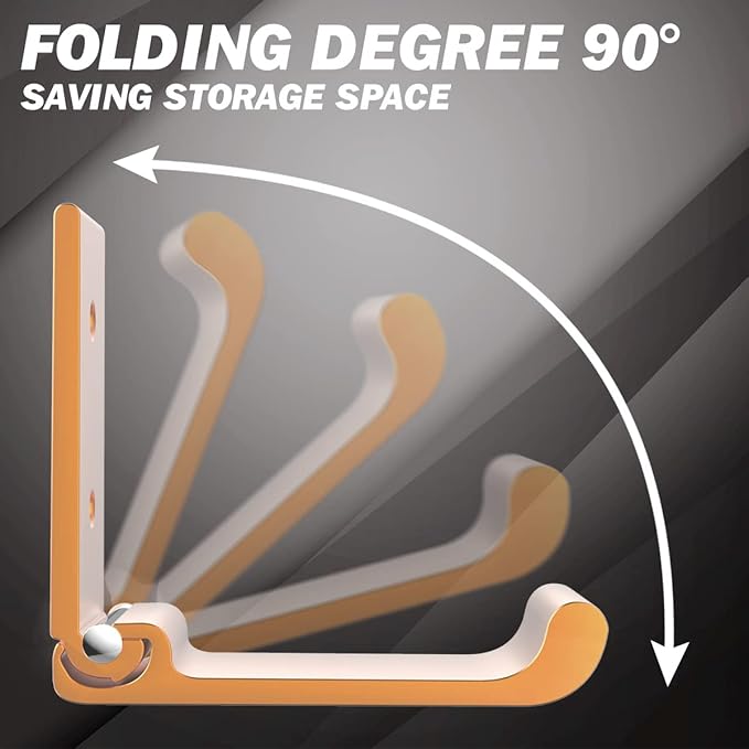 6Pcs 3'' Folding Coat Hooks Gold Foldable Hooks Aluminum Alloy Wall Hooks Headphones Holder Wall Mounted with 12pcs Screws Set for Hanging Coats, Bags, Hat, Towel, Keys