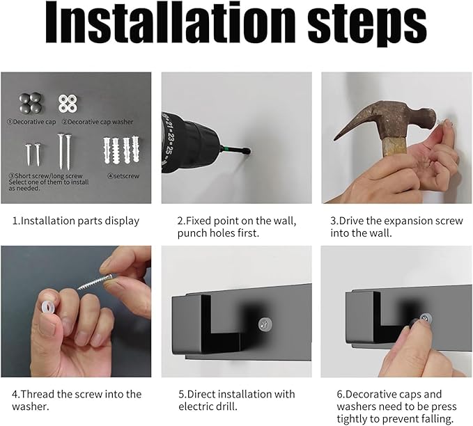 PMMASTO Coat Rack Wall Mount, Coat Hooks Wall Hooks for Hanging, Stainless Steel Coat Hanger Towel Hooks for Bathrooms, Coat Rack Hat Rack (Black 4 Hooks, 2 Pack)