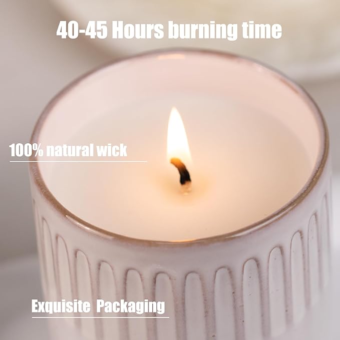 Scented Candle, 11oz Soy Candles, Blood Orange Scented White Candles for Women & Men, Long-Lasting Aromatherapy Jar Candle Wax for Home, Bathroom, Non Toxic Candle Gift (White and Orange Ceramic Cup)