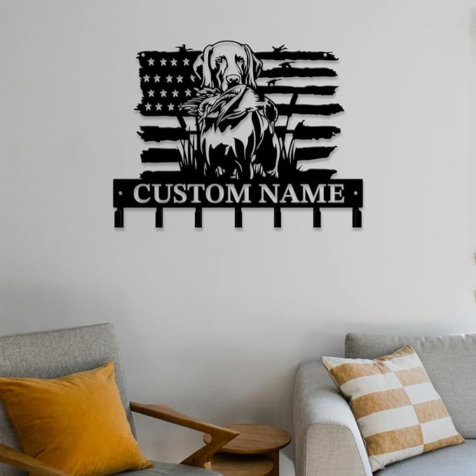 Personalized Custom Name Hunting Deer Wall Key Hooks,Metal Hunting Art Clothes Hooks,Metal Hunting Wall Home Storage Decorative,Hunter For Front Door, Hallway, Kitchen, Bedroom,Keys,Hats (Style C)