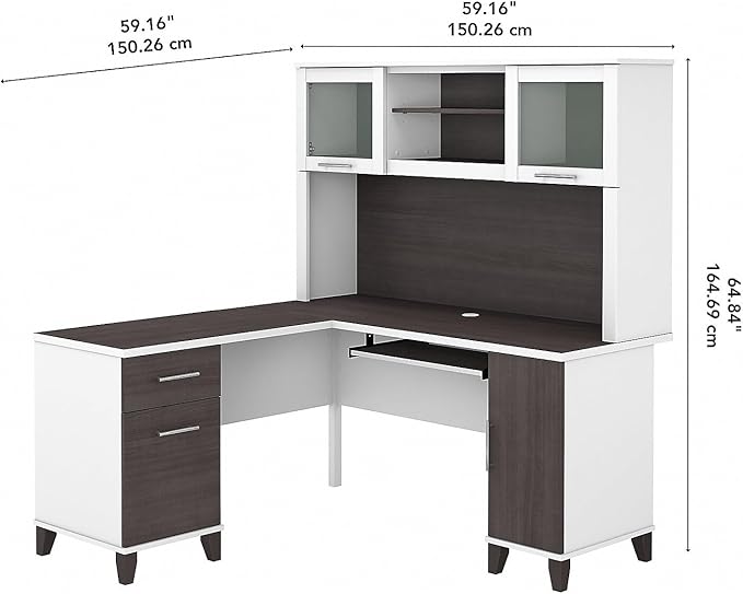 Bush Furniture File Drawer Accommodates Letter-Size documents While Box Drawer Stores Office Supplies and Utensils