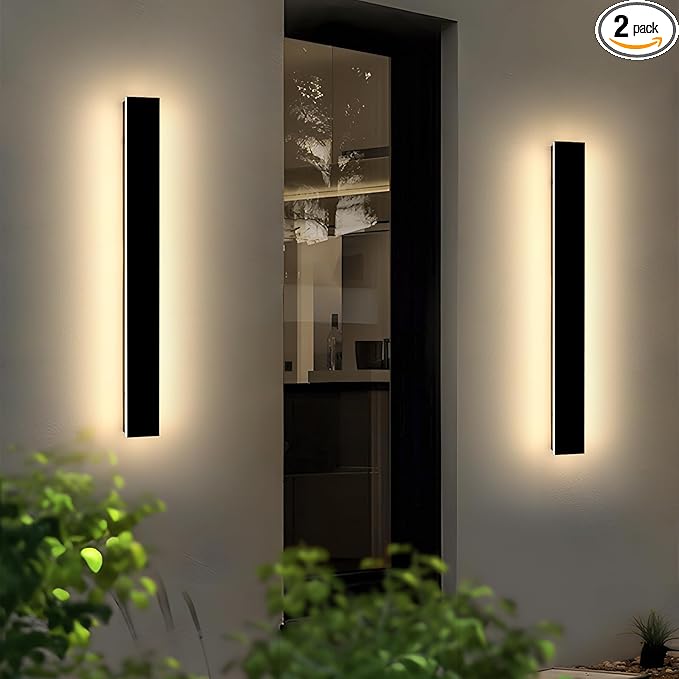 2 Pack 39.3inch Exterior Wall Light Fixture, Long Outdoor Modern Led Wall Lights, 3000K Warm White, 36W, IP65 Waterproof Linear Outside Porch Lighting for House, Garage, Fence, Garden