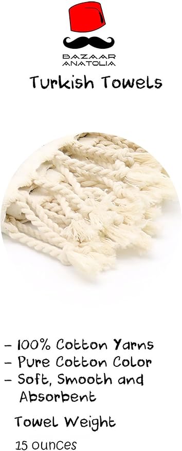 Bazaar Anatolia Turkish Bath Towel – 100% Cotton, Quick Dry Boho Farmhouse Decor, Autumn Throw Blanket for Bathroom – Oversized 71x39 Inches – Arpa Beige