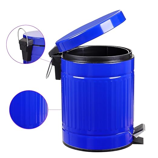 5 L Round Step Pet Trash with Lid,Mini Metal Pedal Bin,Small Garbage Can Wastebasket for Home,Car or Office