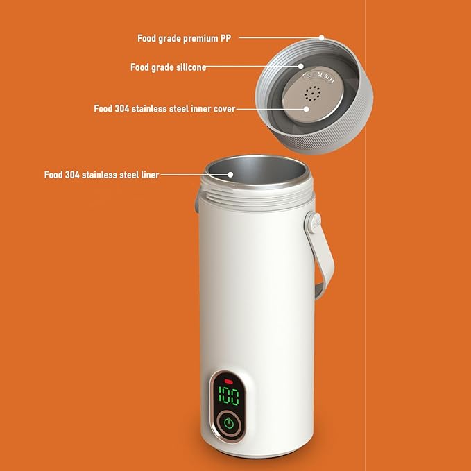 Small Electric Tea Kettle, Rechargeable Portable 304 Stainless Steel Travel Hot Water Boiler with 4 Temperature Settings, Cordless Use for Coffee Tea Milk, No BPA, No Odor, Long