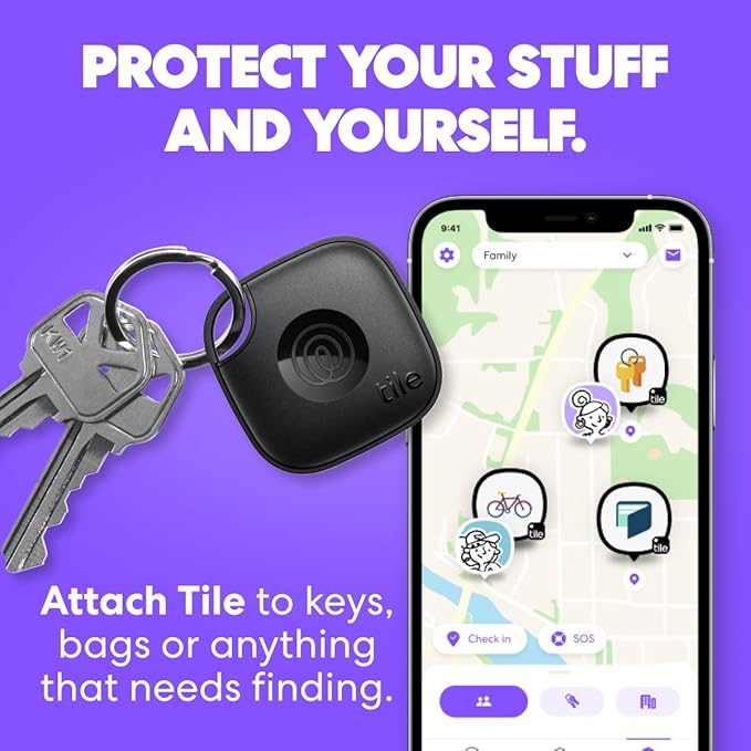 Tile by Life360 Mate - Bluetooth Tracker, Keys Finder and Item Locator for Keys, Bags and More. Phone Finder. Both iOS and Android Compatible. 1-Pack (Aqua Lemon)