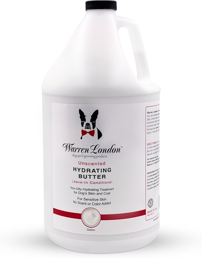 Warren London Hydrating Butter Leave in Pet Conditioner for Dogs | Lotion for Skin and Coat | Aloe Puppy & Dog Conditioner for Hair Detangler, Dry Skin, & Dandruff | Unscented 1gal