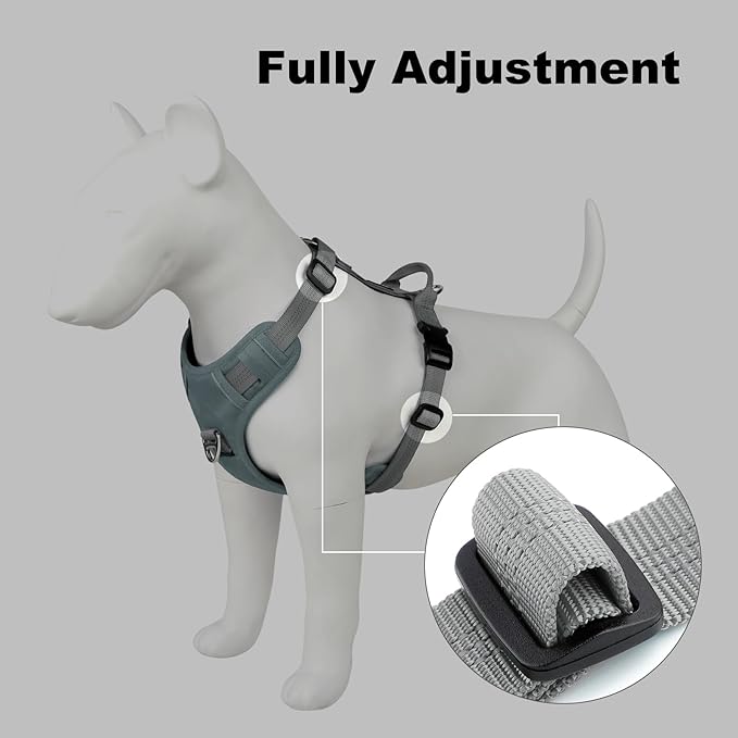Plutus Pet No Pull Dog Harness, Reflective Adjustable Dog Vest Harness with Handle, Escape Proof, Soft Padded for Small Medium Large Dogs (Gray, S)