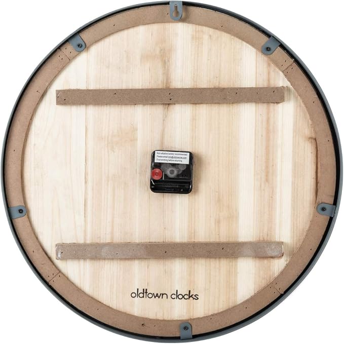 Oldtown Farmhouse Metal & Solid Wood Noiseless Wall Clock (Whitewash, 18-inch)