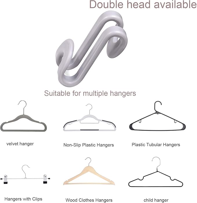 Mlici Clothes Hanger Connector for Clothes Organizing, 60 Pack Space Saving Hanger Extender Hooks for Home Closet Organizer, Grey