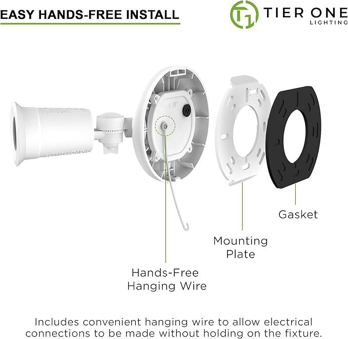 Two Head Par Light Holder with Dusk to Dawn Photocell UL Listed Outdoor Flood Light For Safety & Security 120V Twin Par Holder Use 2 PAR38 Bulbs up to 150W Each (Bulb sold separately) 1 Pack White
