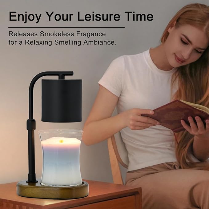 Candle Warmer Lamp Timer for Women Mom, House Warming Gifts New Home Decor, Modern Farmhouse Decor, Candle Warmer for All Jar Candles with 2 Bulb Black
